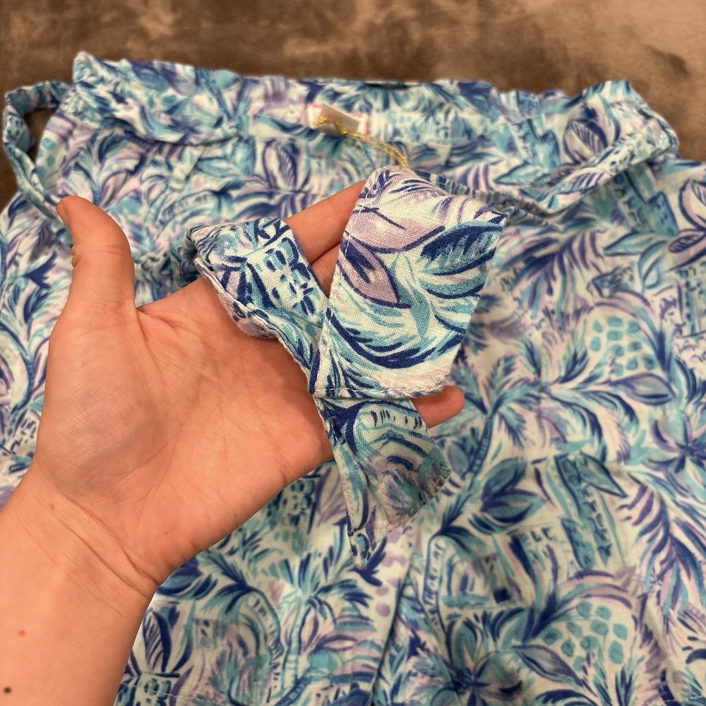 Stella Parker Linen Blend Shorts Womens Size M Tie Belt Floral Beach Pockets New - Picture 2 of 5